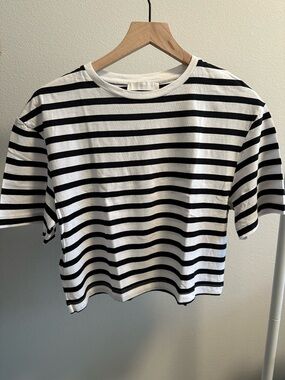 Mango Striped Crop T-shirt